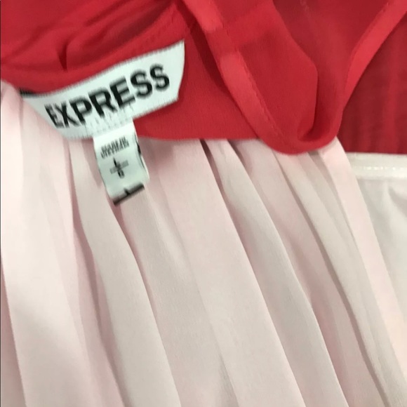 Express NWT red & pink chiffon dress - Picture 4 of 8